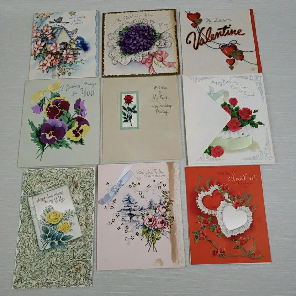 VTG Valentine Birthday Anniversary Cards 26 Used Norcross Gibson Hallmark MCM